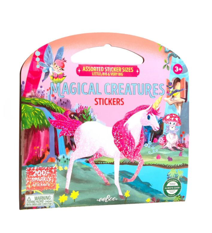 EeBoo 200 Pack Shiny Sticker Set- Magical Creatures