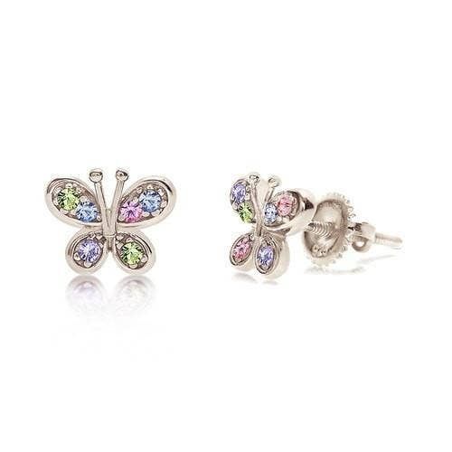 Chanteur - Enamel and Crystal Butterfly Screwback Earring