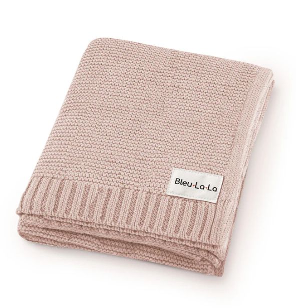 Bleu La La Organic Knit Blanket- Blush