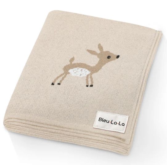 Bleu La La Deer Print Blanket- Beige