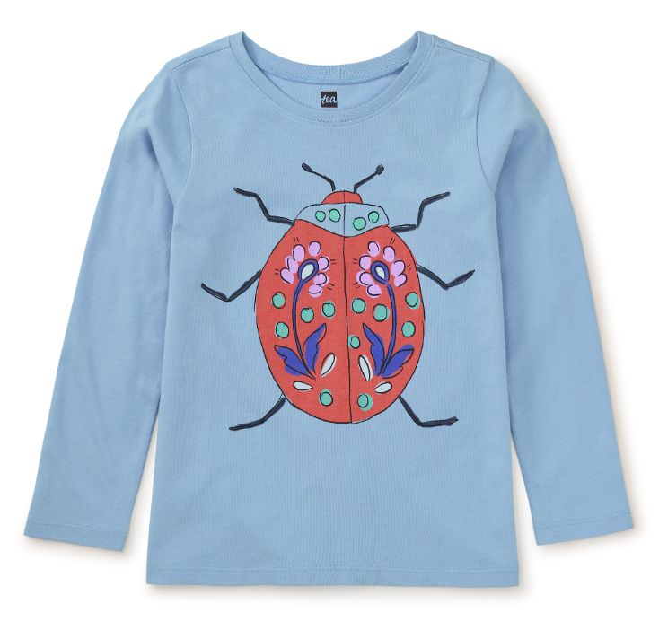 Tea Ladybug Graphic Tee- Light Blue