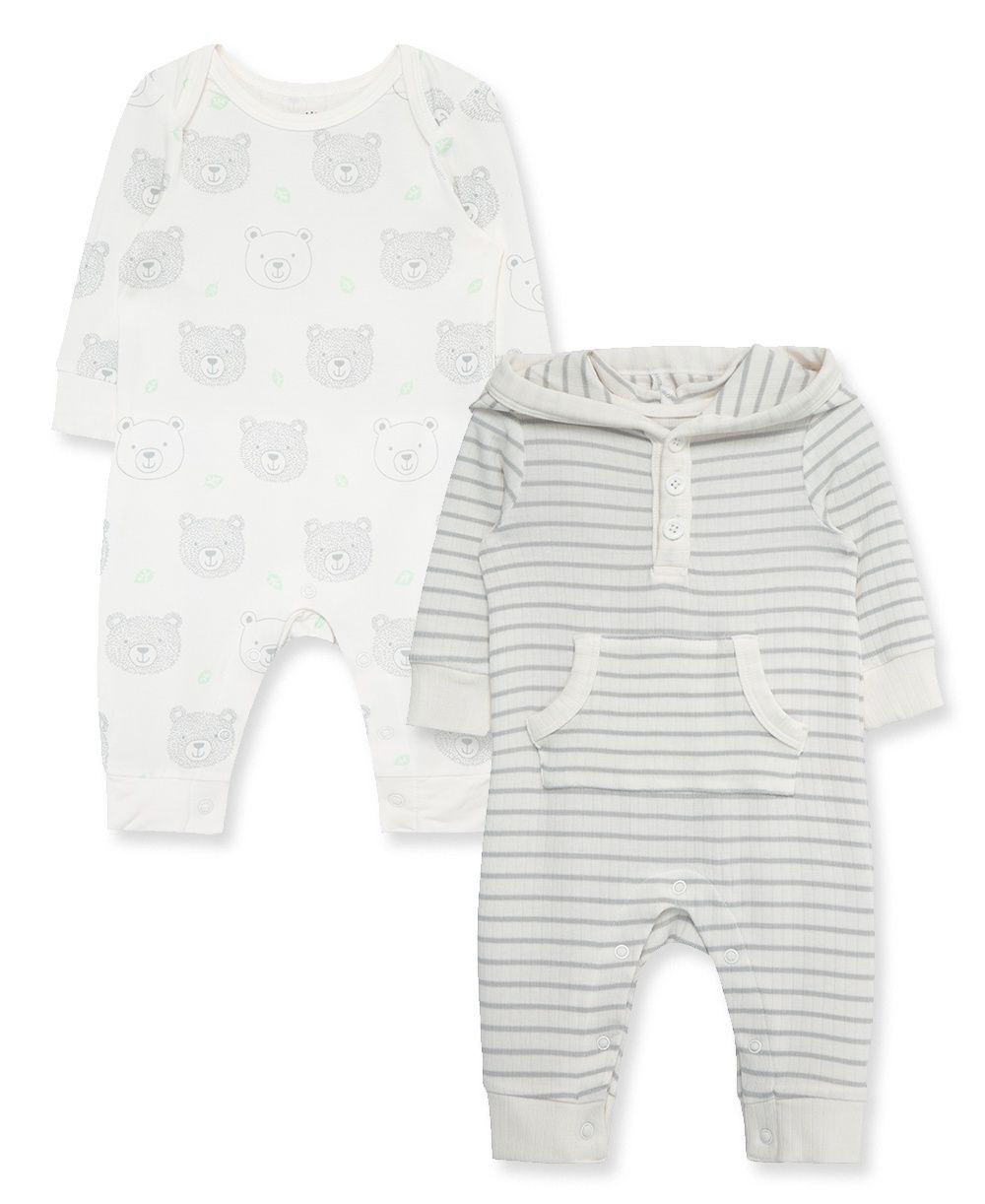LittleMe 2pk bear coveralls- grey