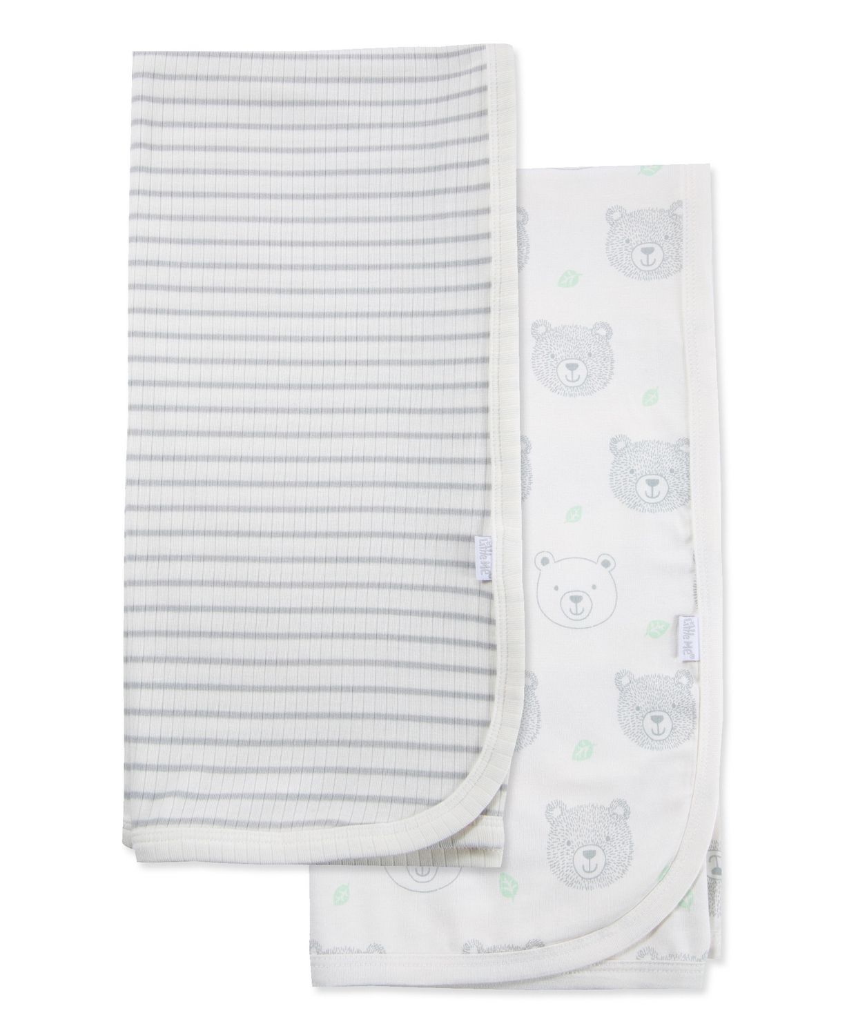 Little Me 2pk bear blankets- grey