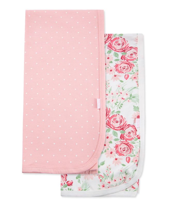 Little Me 2pk floral blankets- pink