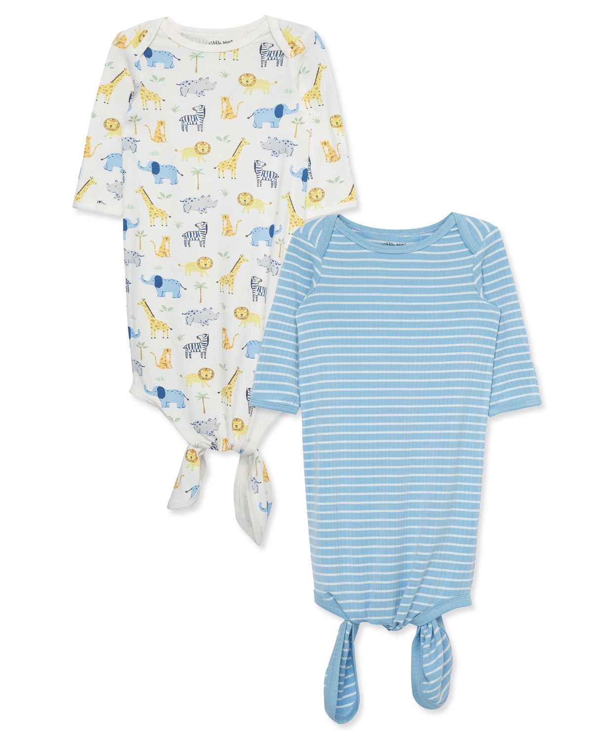 Little Me 2pk jungle knot gown- blue