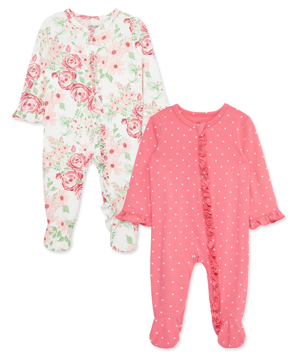 Little Me 2pk floral footies- pink