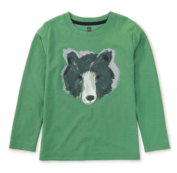 Tea Bear Face Graphic Tee- English Ivy