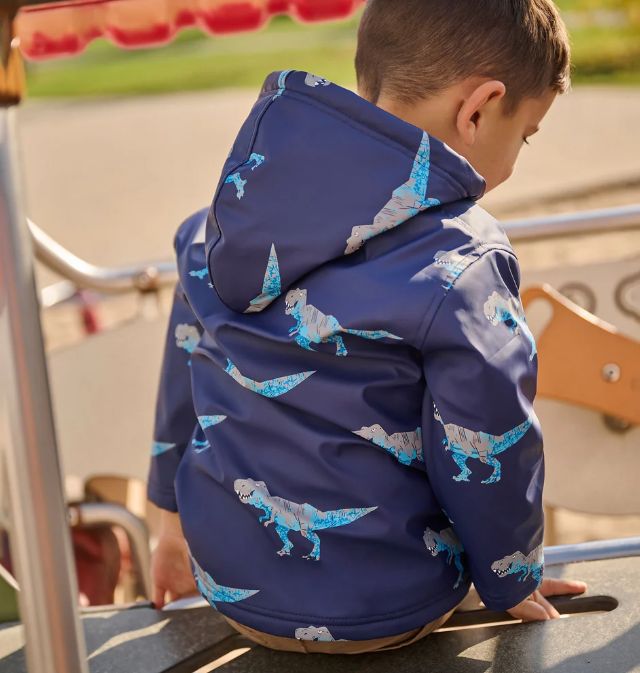 Hatley Sherpa Rain Jacket- Navy T-Rex
