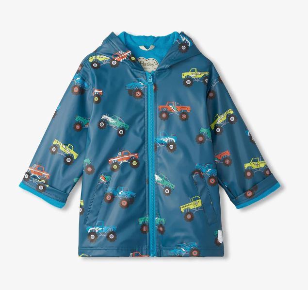 Hatley Zip-Up Rain Jacket- Monster Truck