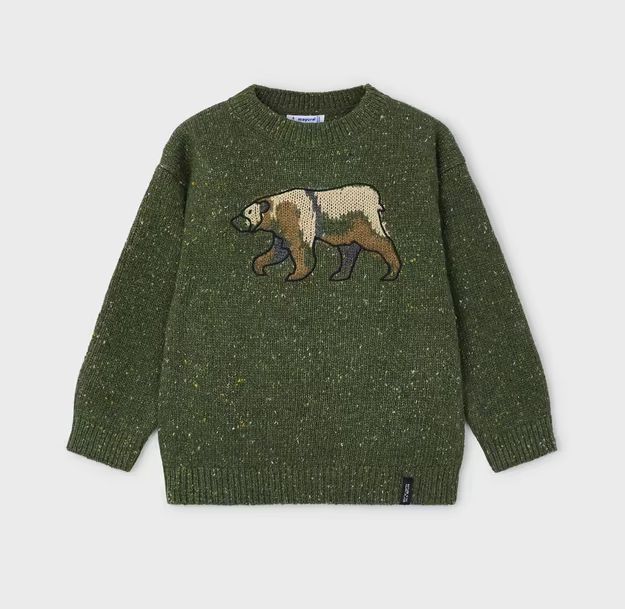 Mayoral Bear Sweater- Forest