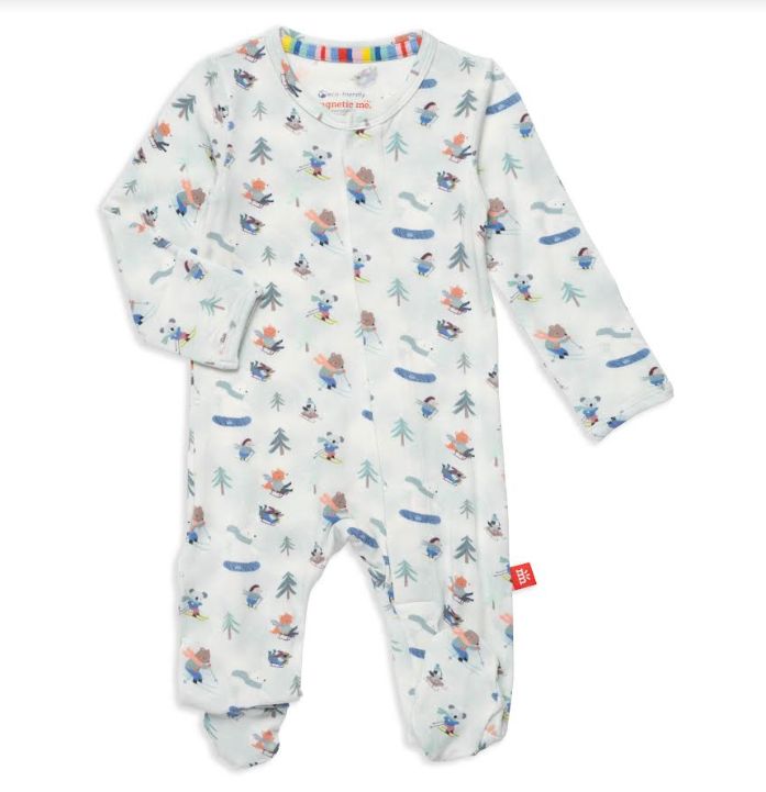 Magnetic Me Ski Animals Footie- Light Blue