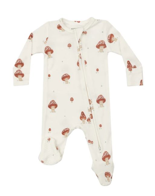 Angel Dear 2-Way Mushroom Print Zip Footie