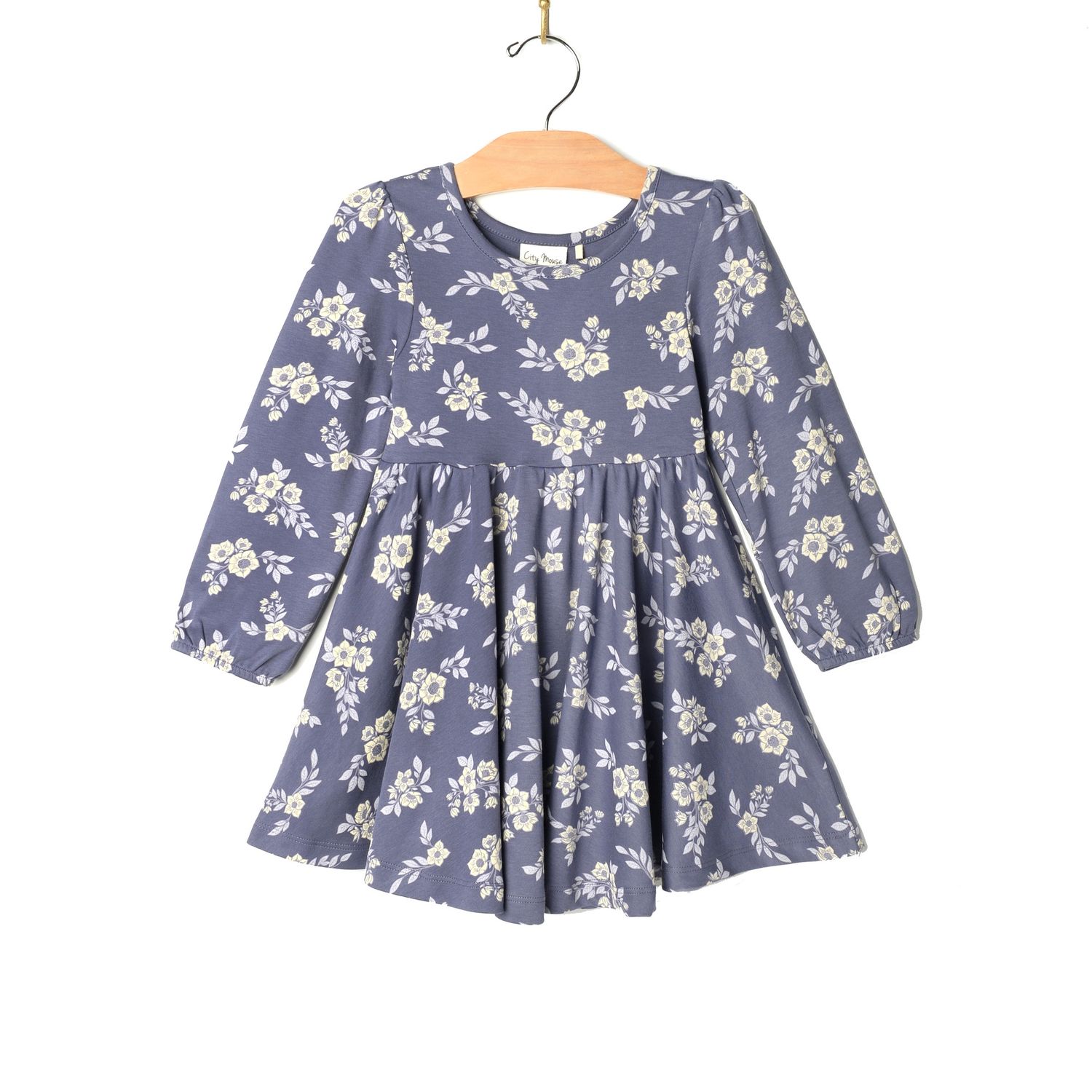 City Mouse Jersey Twirl Dress- Hellebore Floral