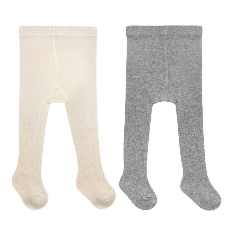 Robeez 2pk cable knt tights- grey &amp; ivory