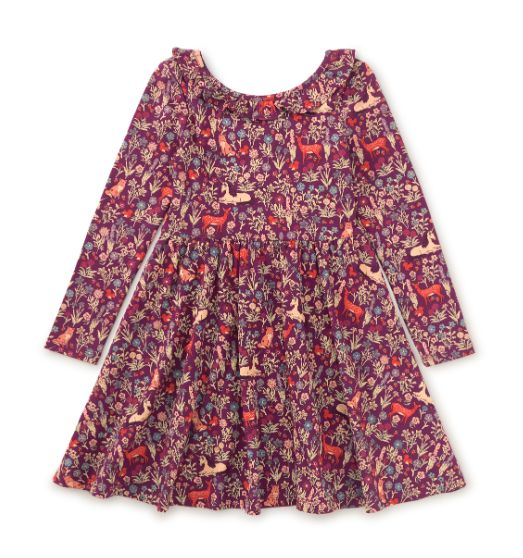 Tea Ruffle Collar Ballet Dress- Burgundy Horse