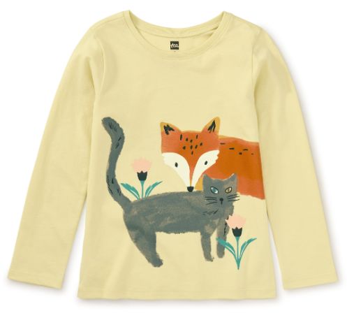 Tea Infant Cat &amp; Fox Graphic Tee- Cream