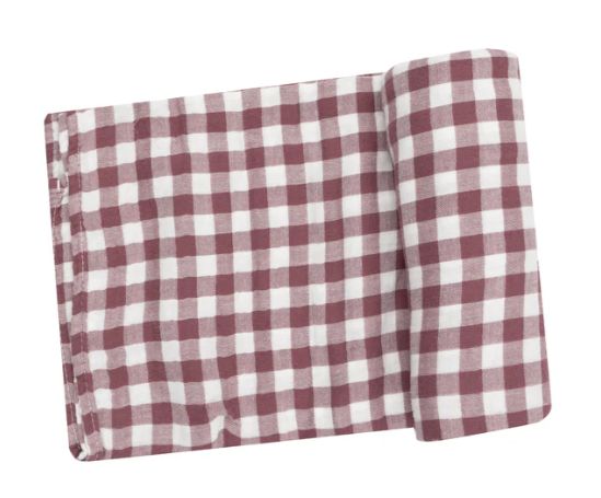 Angel Dear Muslin Swaddle Blanket- Plum Gingham