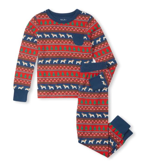 Hatley Bulldog Fair Isle PJ&#39;s- red