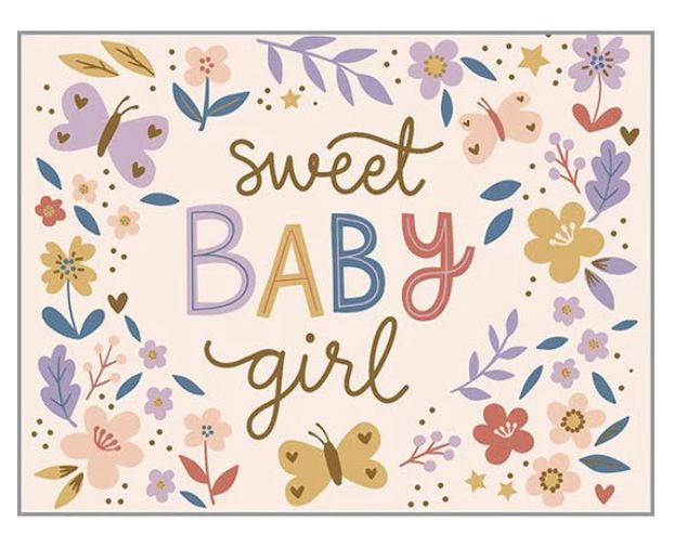 GinaB Sweet Baby Girl Card- Flowers