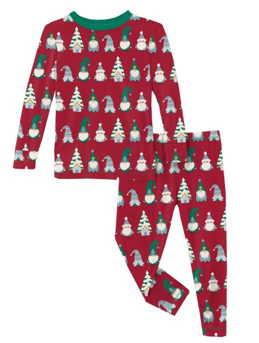 Kickee Holiday Gnomes Pajamas- Red