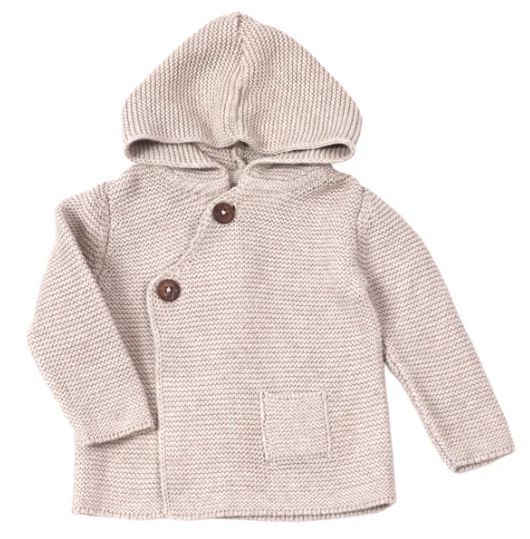 Viverano Organics Hooded Button &amp; Pocket Sweater Knit Jacket- Oatmeal