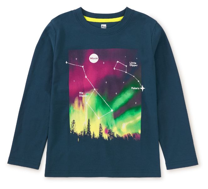 Tea Constellation Glow Graphic Tee- Poseidon Blue
