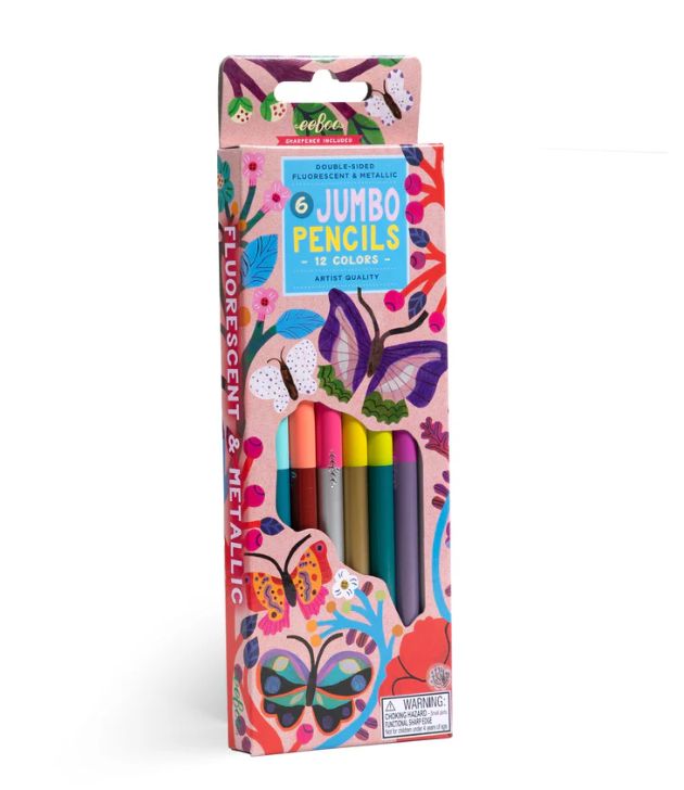 EeBoo 6pk Jumbo Double Sided Pencils- Butterflies