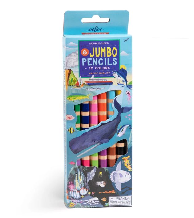 EeBoo 6pk Jumbo Double Sided Pencils- Under the Sea