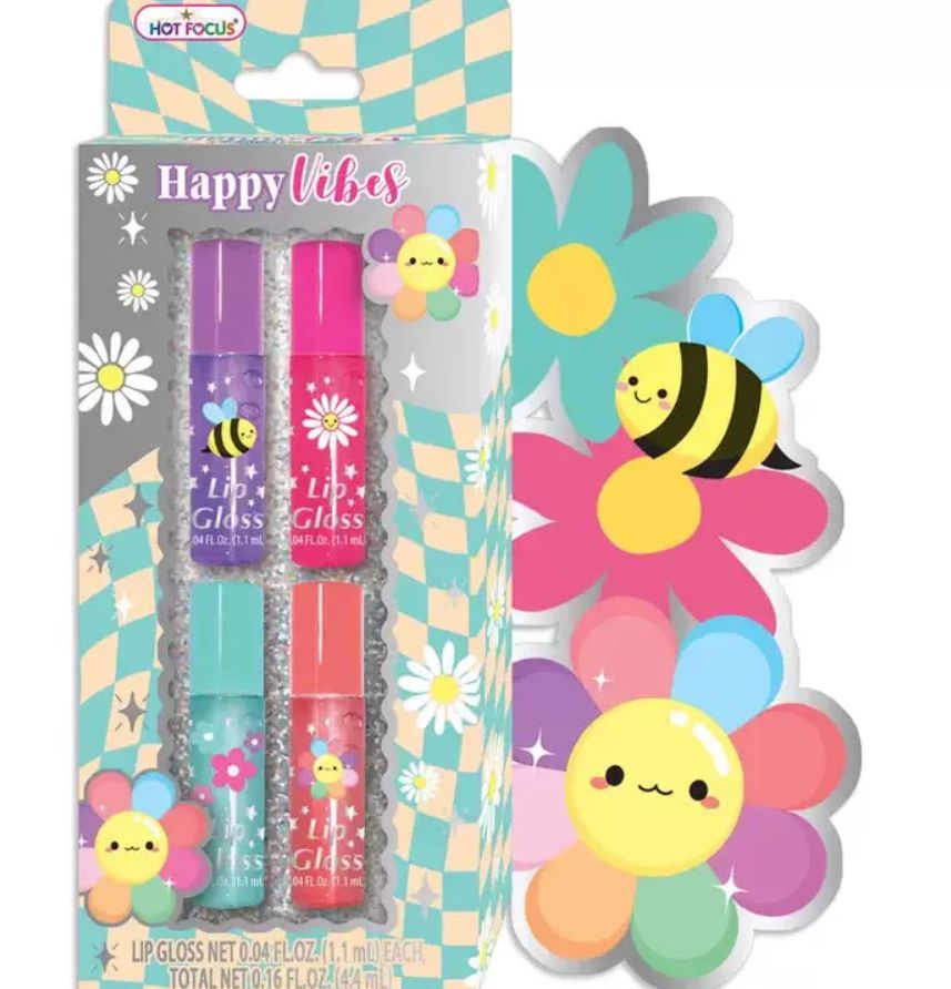 Hot Focus Happy Vibes Lip Gloss Set- Flower Dream