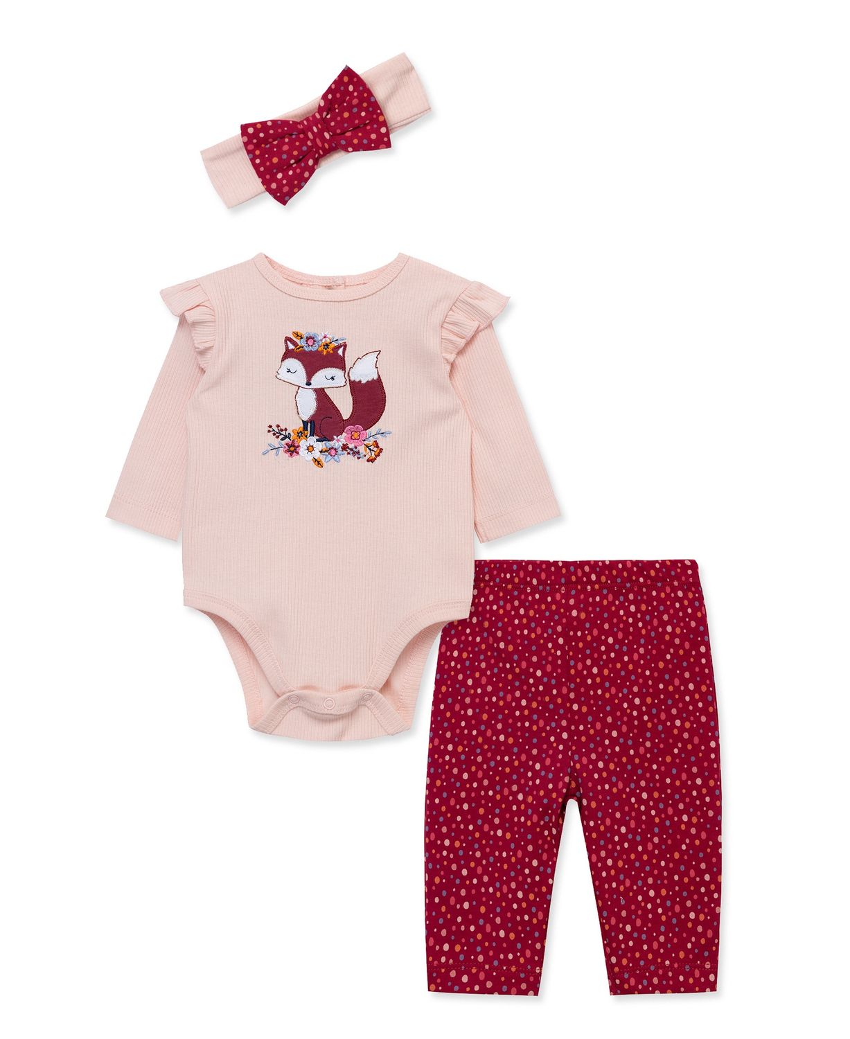 Little Me cute fox bodysuit &amp; pant set- pink