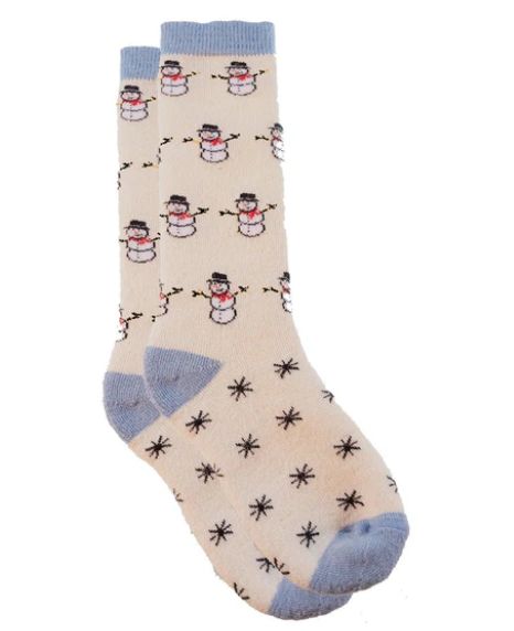 Snow Stoppers Alpaca Wool Socks- Snowman Print