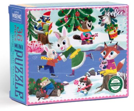 EeBoo 36pc Woodland Holiday Puzzle, Style: ice skating