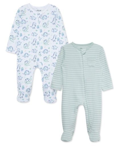 Little Me 2pk Footies- Dino Friends