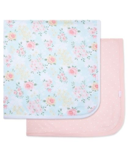 Little Me 2pk Receiving Blankets- Rose Meadow, Size: ONESIZE