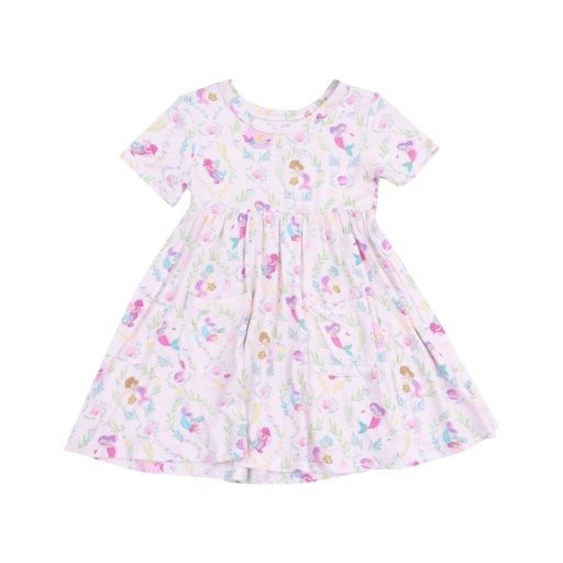 Angel Dear Mermaids Short Sleeve Twirly Dress, Size: 5
