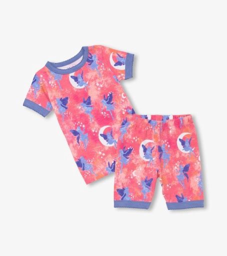 Hatley Night Fairies Stretch Cotton Short Pajama Set, Size: 2