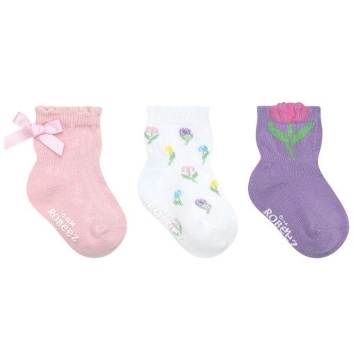 Robeez 3-pack tulip garden socks, Size: 6-12M