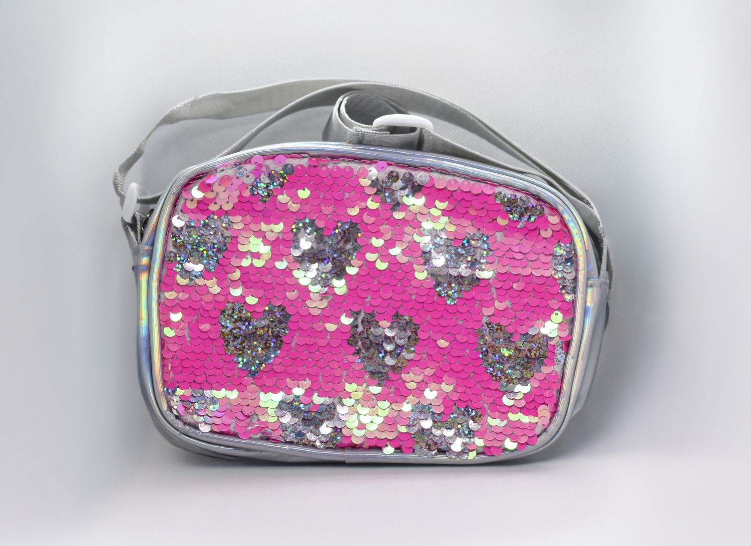 Sequin Silver Heart Purse