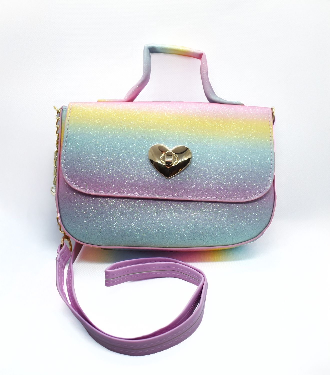 Rainbow Glitter Heart Purse