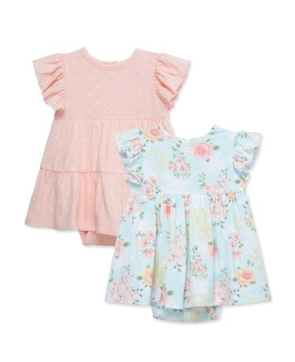 Little Me 2pk Bodysuit Dress- Rose Meadow, Size: 9-12m