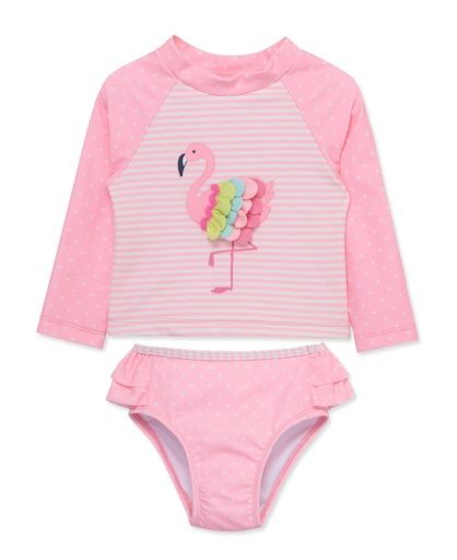 Little Me Toddler 2pc Rashguard Set- Flamingo, Size: 4T
