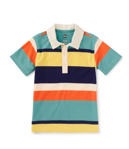 Tea Striped Polo Tee- Patina