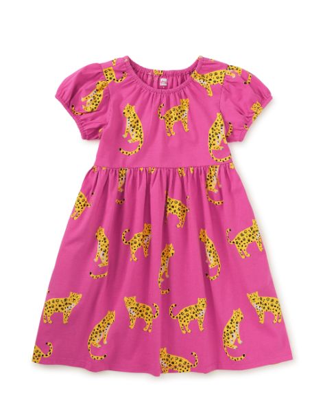 Tea Jaguar Puff Empire Dress