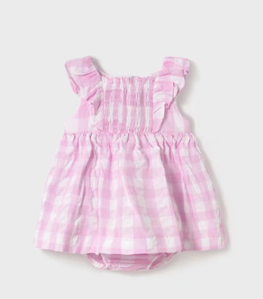 Mayoral Infant Gingham Dress- Mauve