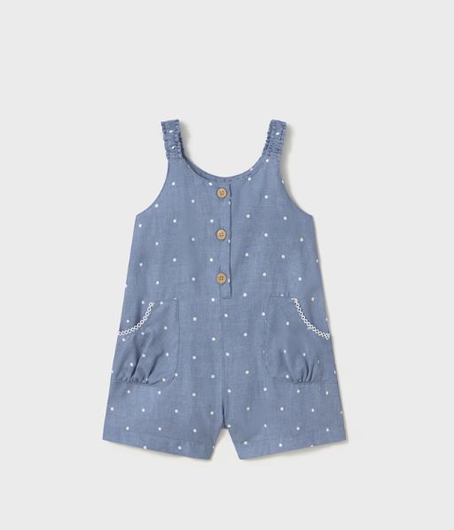 Mayoral Infant Dot Short Romper- Chambray