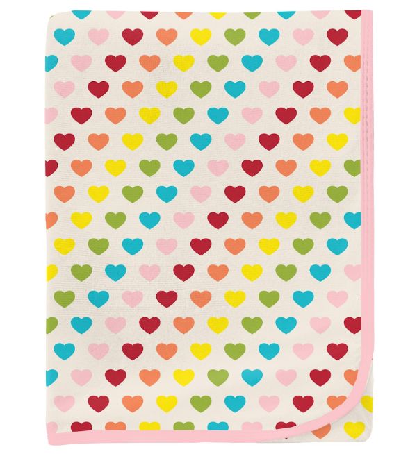 Kickee Swaddling Blanket- Rainbow Hearts