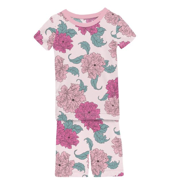 Kickee Peony Short Pajamas-Pink