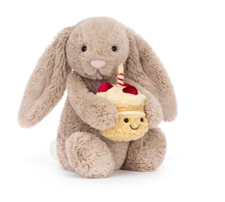 Jellycat Bashful Beige Bunny &#39;Birthday&#39;