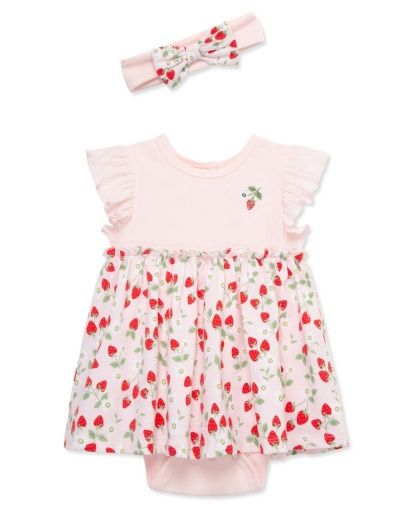 Little Me Strawberries Bodysuit Dress