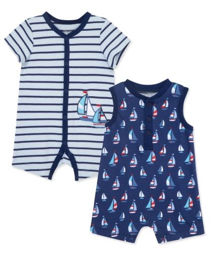 Little Me Sailboats 2pk Rompers